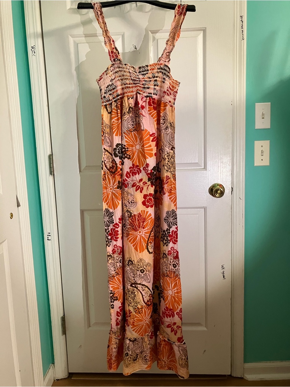 So Wear It Declare It Floral Maxi Dress in Orange, Pink, Black